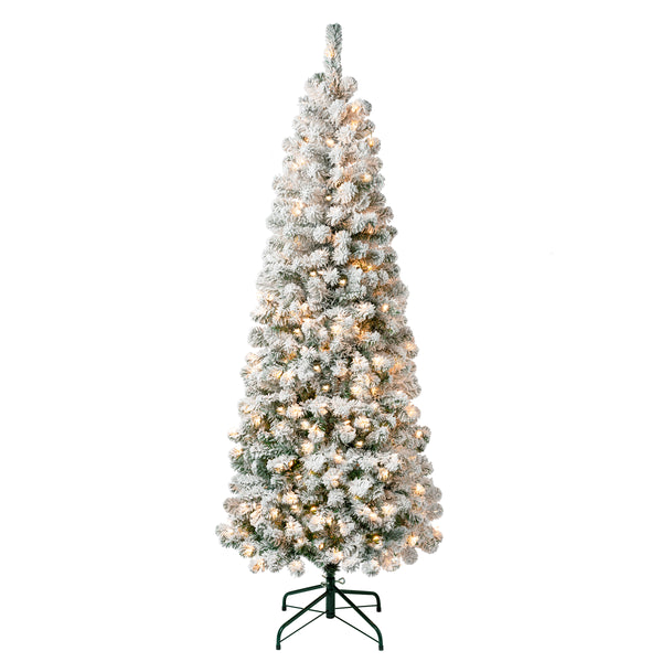 national tree company 6 ft. Pre-Lit Acacia Medium Flocked Tree with Clear Lights