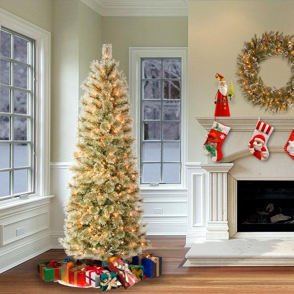 National Tree Company 6 Ft. Pre-Lit Arcadia Pine Cashmere Slim Tree With Clear Lights