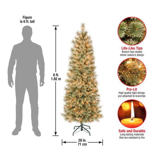 National Tree Company 6 Ft. Pre-Lit Arcadia Pine Cashmere Slim Tree With Clear Lights