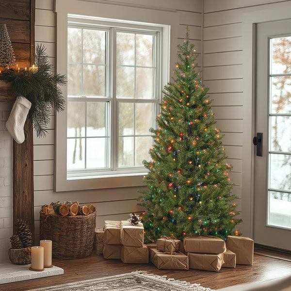 National Tree Company 6 Ft. Pre-Lit Aspen Spruce Slim Tree With Multicolor Lights
