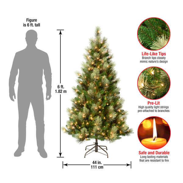 National Tree Company 6 Ft. Pre-Lit Charleston Pine Slim Tree With Clear Lights