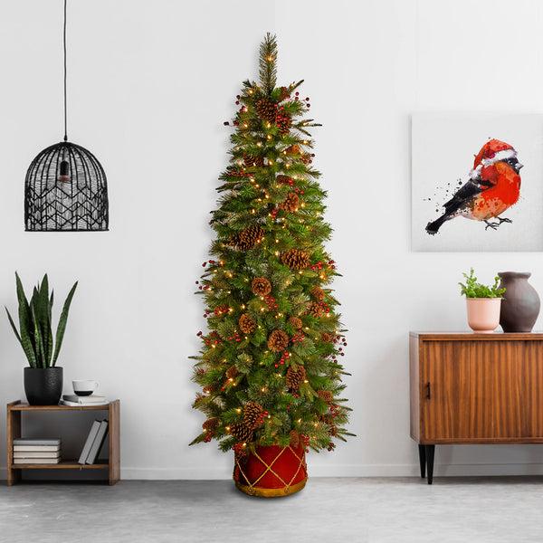 National Tree Company 6 Ft. Pre-Lit Colonial Collection Slim Tree With Clear Lights