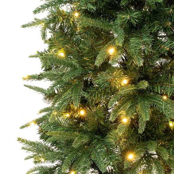 National Tree Company 6 Ft. Pre-Lit Duxbury Feel Real Slim Tree With LED Lights
