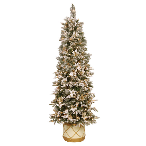 national tree company 6 ft. Pre-Lit Frosted Colonial Slim Half Tree with Clear Lights