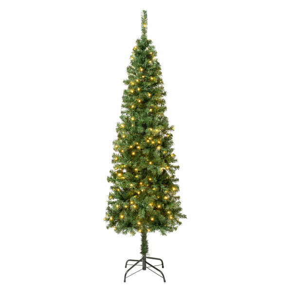 national tree company 6 ft. Pre-Lit Linden Spruce Slim Tree with Warm White LED Lights