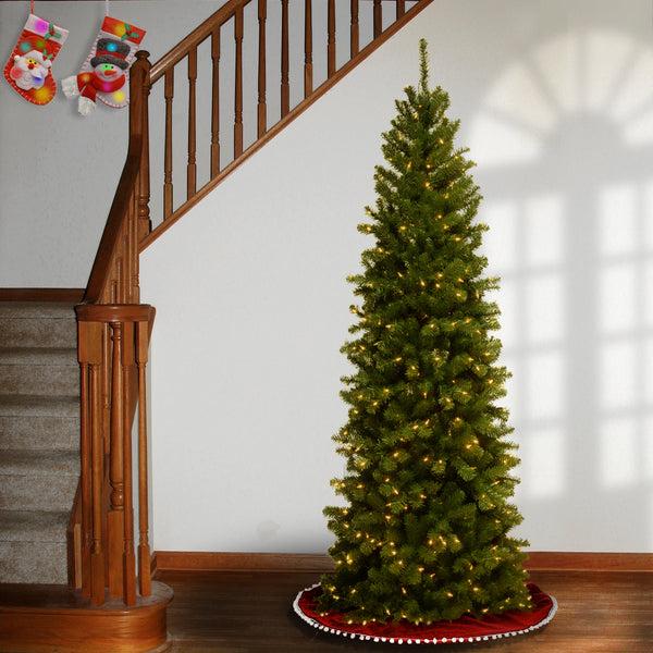 National Tree Company 6 Ft. Pre-Lit North Valley Spruce Pencil Slim Tree With Clear Lights