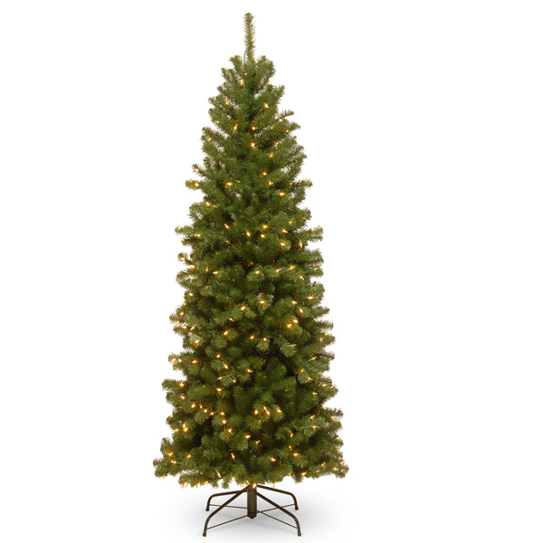 national tree company 6 ft. Pre-Lit North Valley Spruce Pencil Slim Tree with Clear Lights