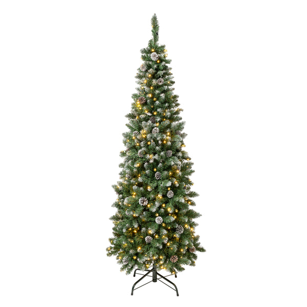 national tree company 6 ft. Pre-Lit Oakley Hills Snow Slim Tree with LED Lights