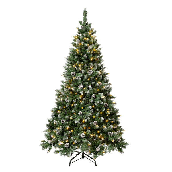 national tree company 6 ft. Pre-Lit Oakley Hills Snow Tree with Warm White LED Lights