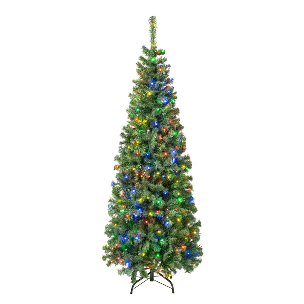 national tree company 6 ft. Pre-Lit Sagamore Slim Tree with Multi LED Lights