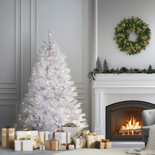 National Tree Company 6 Ft. Pre-Lit Winchester Pine White Tree With Clear Lights