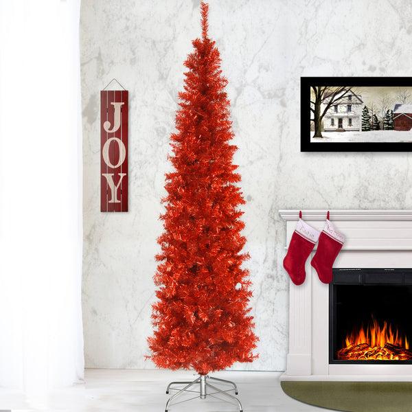 National Tree Company 6 Ft. Tinsel Collection Red Tree