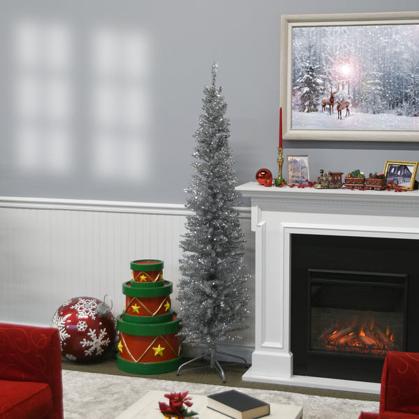 National Tree Company 6 Ft. Tinsel Collection Silver Tree
