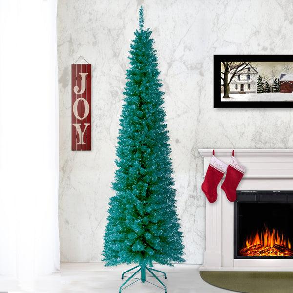 National Tree Company 6 Ft. Tinsel Collection Turquoise Tree