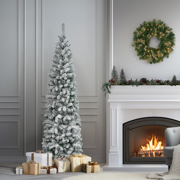 National Tree Company 7.5 Ft. Acacia Pencil Slim Flocked Tree