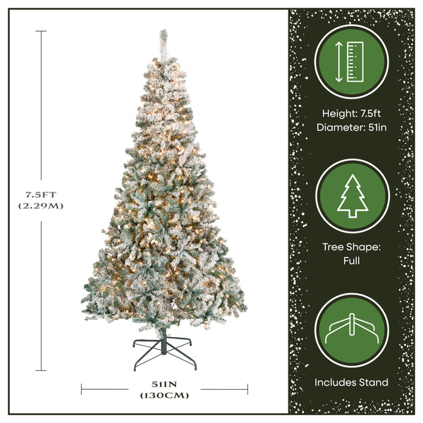 National Tree Company 7.5 Ft. Pre-Lit Acacia Flocked Tree With Clear Lights