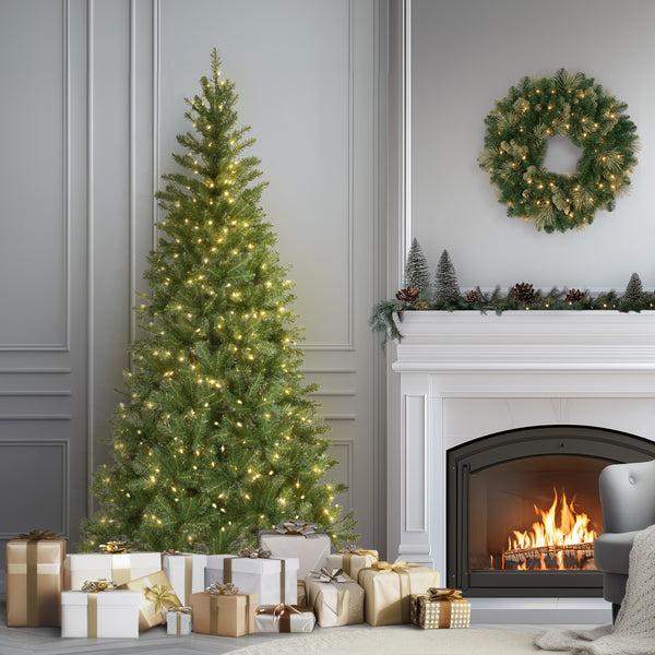 National Tree Company 7.5 Ft. Pre-Lit Aspen Spruce Slim Tree With Clear Lights