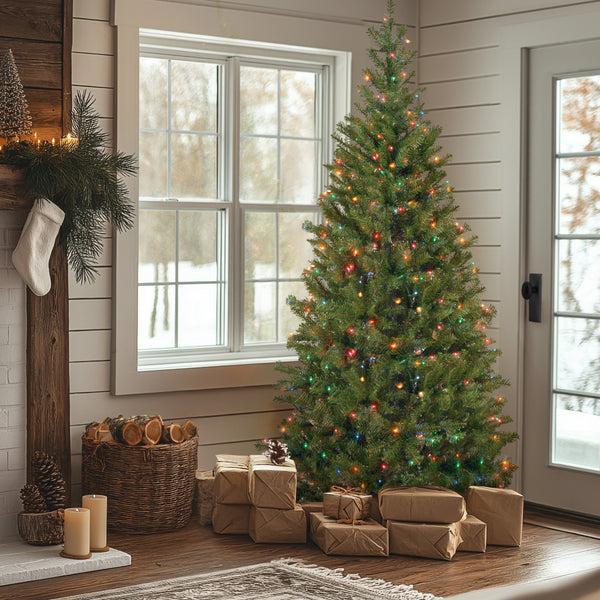 National Tree Company 7.5 Ft. Pre-Lit Aspen Spruce Slim Tree With Multicolor Lights