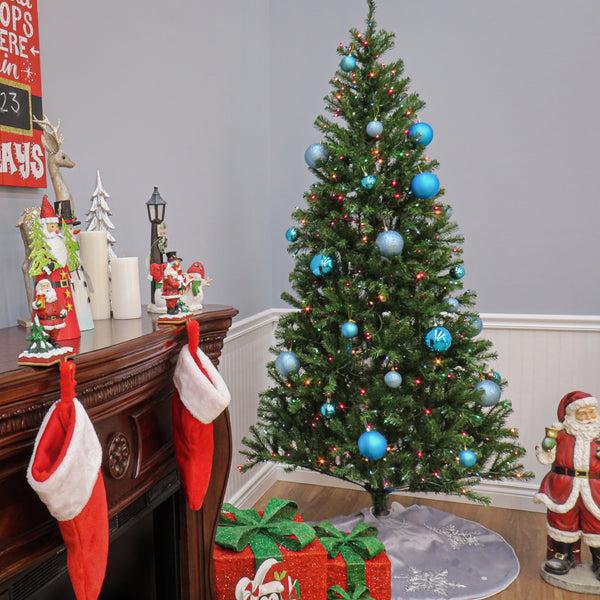 National Tree Company 7.5 Ft. Pre-Lit Aspen Spruce Slim Tree With Multicolor Lights