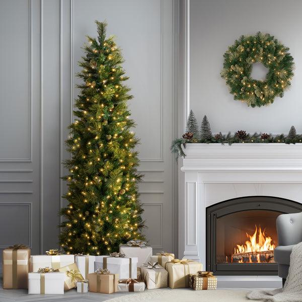 National Tree Company 7.5 Ft. Pre-Lit Carolina Pine Slim Tree With Clear Lights