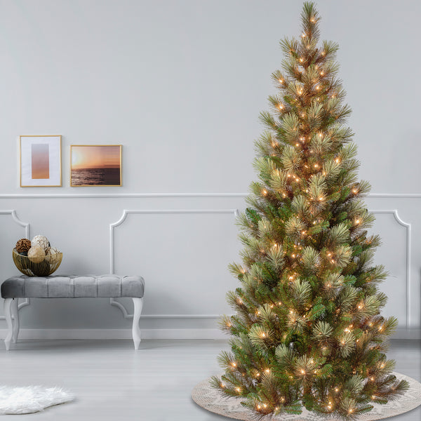 National Tree Company 7.5 Ft. Pre-Lit Charleston Pine Slim Tree With Clear Lights