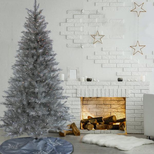 National Tree Company 7.5 Ft. Pre-Lit Christmas Crystal Pine Silver Metallic Tree