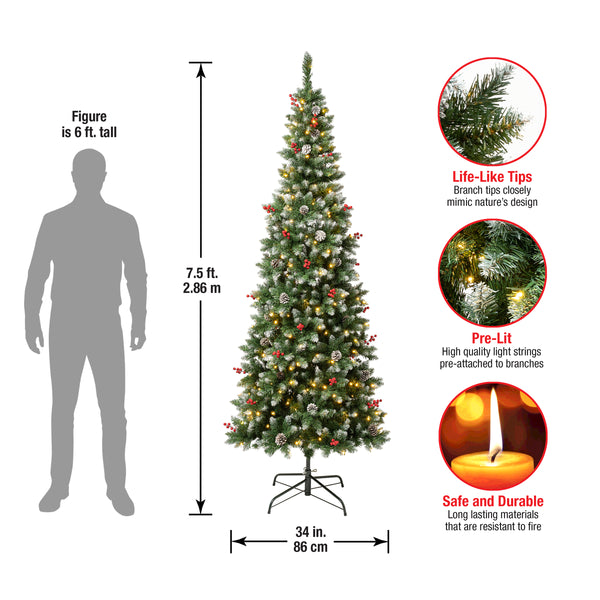 National Tree Company 7.5 Ft. Pre-Lit Cullen Slim Tree With Warm White LED Lights