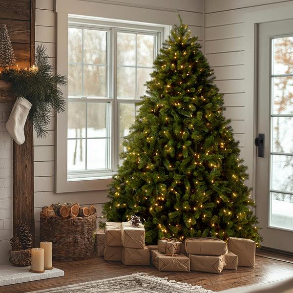 National Tree Company 7.5 Ft. Pre-Lit Deluxe Downswept Douglas Fir Tree With PowerConnect Dual Color LED Lights