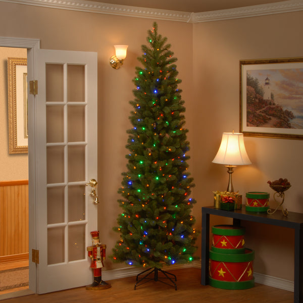 National Tree Company 7.5 Ft. Pre-Lit Downswept Douglas Fir Pencil Slim Tree With Dual Color LED Lights