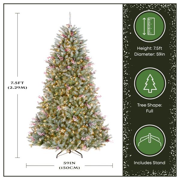 National Tree Company 7.5 Ft. Pre-Lit Dunhill Fir Flocked Tree With 750 Clear Lights