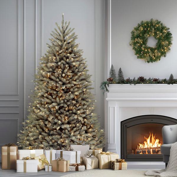 National Tree Company 7.5 Ft. Pre-Lit Dunhill Fir Snowy Blue Tree With Clear Lights