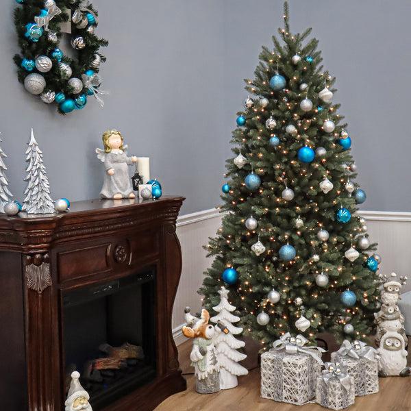 National Tree Company 7.5 Ft. Pre-Lit Dunhill Fir Snowy Blue Tree With Clear Lights