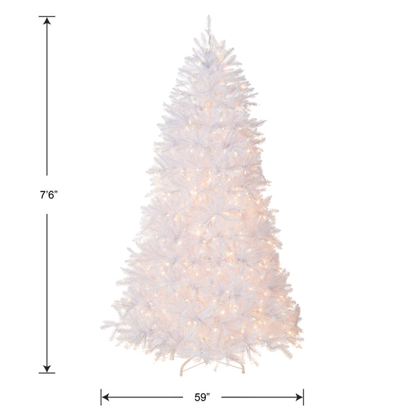 National Tree Company 7.5 Ft. Pre-Lit Dunhill Fir White Tree With Clear Lights