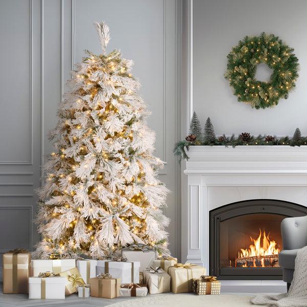 National Tree Company 7.5 Ft. Pre-Lit Flocked Bavarian Pine Tree