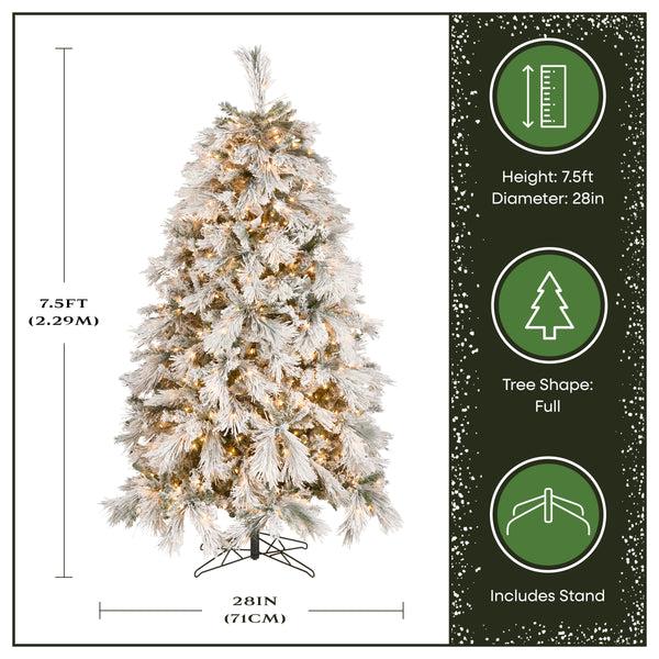 National Tree Company 7.5 Ft. Pre-Lit Flocked Bavarian Pine Tree