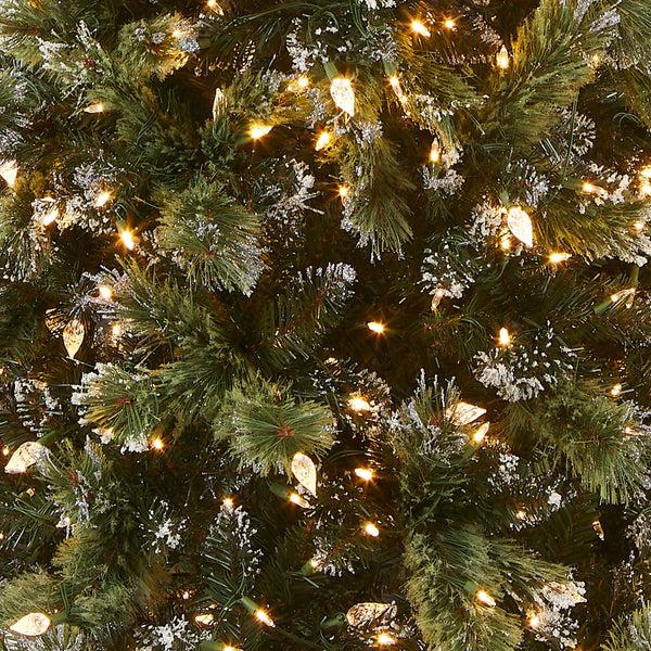 National Tree Company 7.5 Ft. Pre-Lit Glittery Bristle Slim Tree With LED Lights