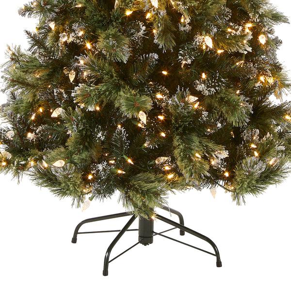 National Tree Company 7.5 Ft. Pre-Lit Glittery Bristle Slim Tree With LED Lights