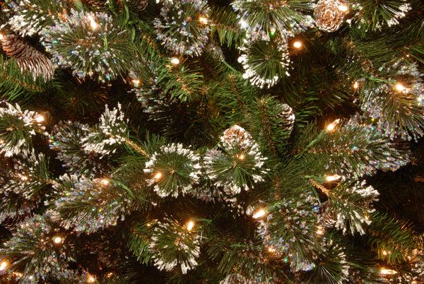 National Tree Company 7.5 Ft. Pre-Lit Glittery Pine Slim Tree With Clear Lights