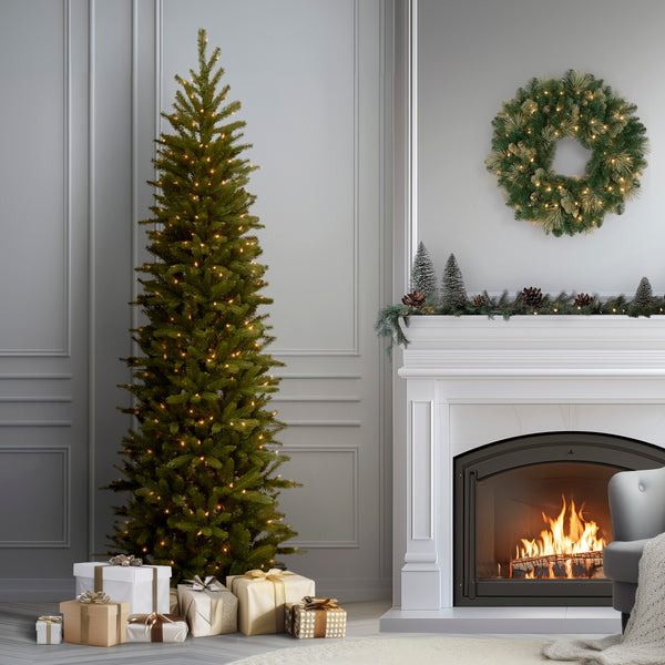 National Tree Company 7.5 Ft. Pre-Lit Grande Fir Pencil Slim Tree With Clear Lights