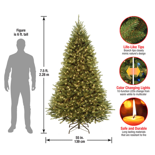 National Tree Company 7.5 Ft. Pre-Lit Kingswood Fir Tree With PowerConnect Dual Color LED Lights
