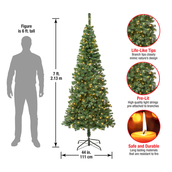 National Tree Company 7.5 Ft. Pre-Lit Linden Spruce Slim Tree With LED Lights