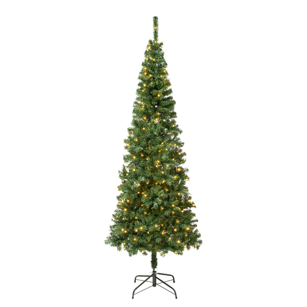 national tree company 7.5 ft. Pre-Lit Linden Spruce Slim Tree with LED Lights