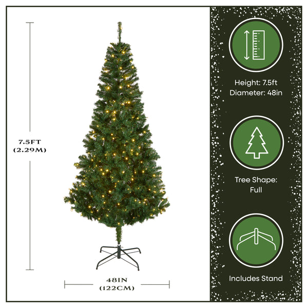 National Tree Company 7.5 Ft. Pre-Lit Linden Spruce Tree With Warm White LED Lights