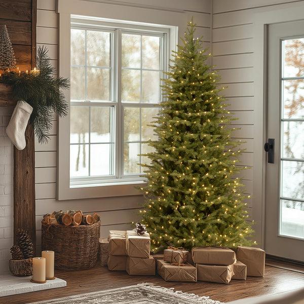 National Tree Company 7.5 Ft. Pre-Lit Nordic Spruce Slim Tree With Clear Lights