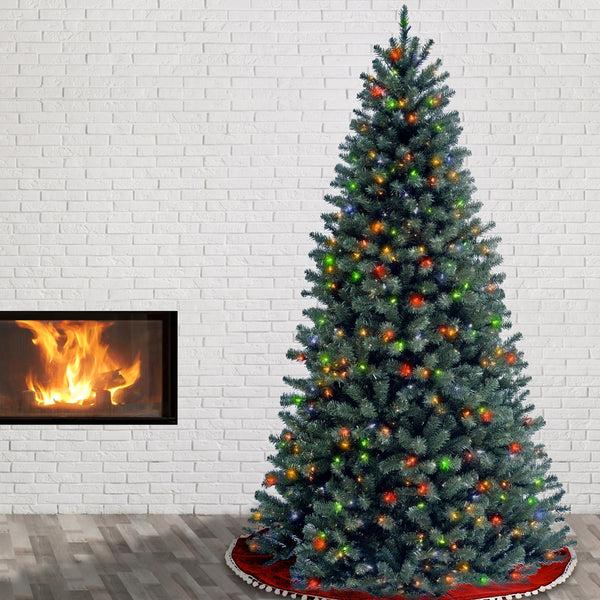 National Tree Company 7.5 Ft. Pre-Lit North Valley Spruce Blue Tree With Multicolor Lights