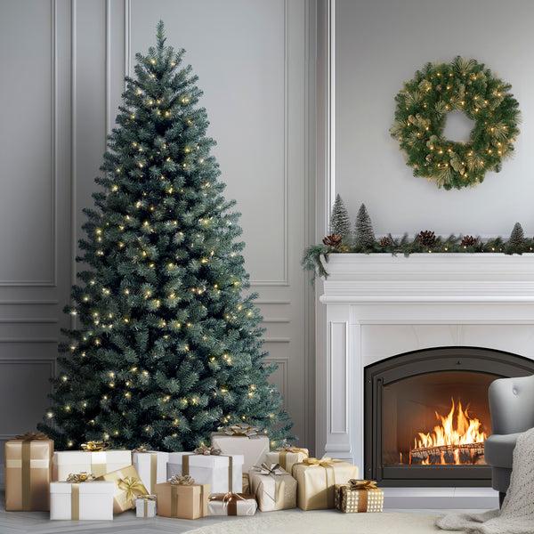 National Tree Company 7.5 Ft. Pre-Lit North Valley Spruce Blue Tree With Clear Lights