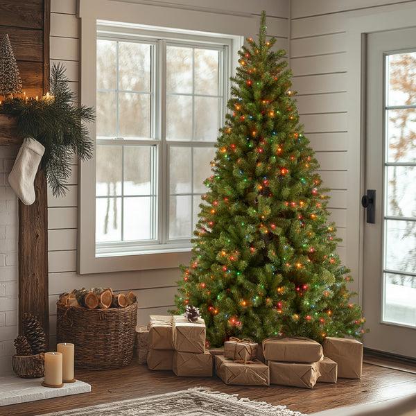 National Tree Company 7.5 Ft. Pre-Lit North Valley Spruce Slim Tree With Multicolor Lights