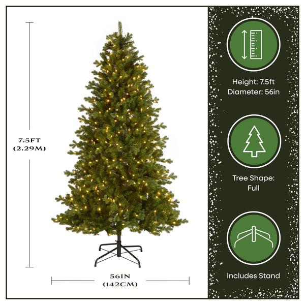 National Tree Company 7.5 Ft. Pre-Lit Northern Spruce Memory-Shape Tree With PowerConnect Dual Color LED Lights And Music Match