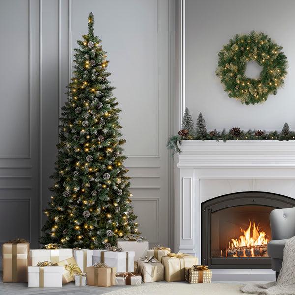 National Tree Company 7.5 Ft. Pre-Lit Oakley Hills Slim Tree With LED Lights