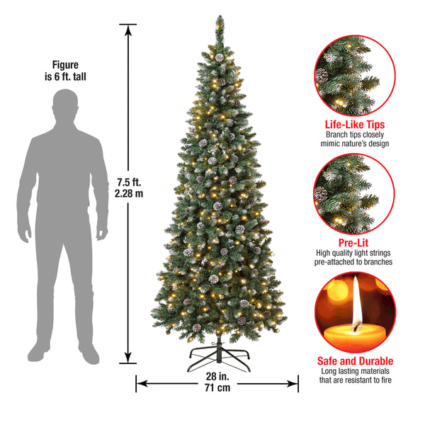 National Tree Company 7.5 Ft. Pre-Lit Oakley Hills Slim Tree With LED Lights